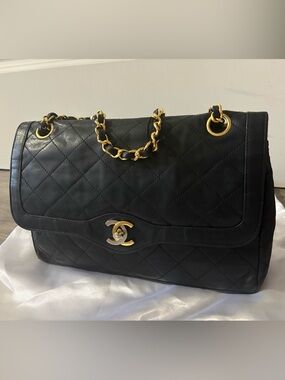 CHANEL limited edition vintage Paris classic double flap, WITH BLACK CARD